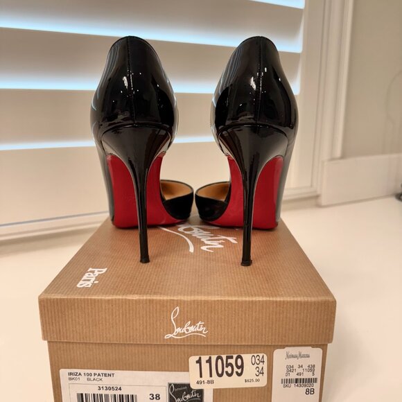 Size 38 - Christian Louboutin Iriza Pump 100 Patent Black - Picture 3 of 5